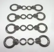NOS Silver Tone Metal Embellishments Hammered Rings Connectors 4 pieces