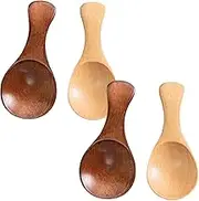 4 Pcs Wood Salt Spoon Mini Wooden Condiment Scoop Small Wood Teaspoon Little Seasoning Spoon Tiny Wooden Spoon for Spices Pepper