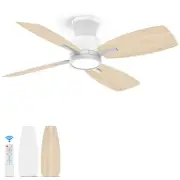 Ceiling Fans with Lights,42 inch Flush Mount Ceiling Fan with Night Light,Qui...