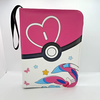 Pokemon TCG Pink White Sylveon Zip Up 55 pages Holds 440 Card Binder TCGAMES