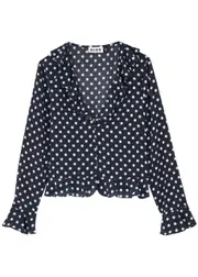 Rixo Amaya Printed Silk Blouse - Navy - XL (UK 16 / XL) XL (UK 16 / XL)