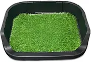 Artificial Grass Puppy Pad, Portable Training Pad with Protection Wall Mesh Grids for Puppies and Small Pet, Reusable Potty Trainer for Indoor Outdoor Dog Black