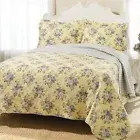 Quality Full / Queen Yellow Blue Floral Lightweight Coverlet Set FREE SHIPPING