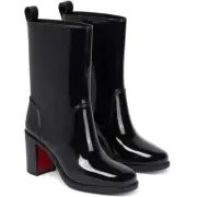 NIB, CHRISTIAN LOUBOUTIN LOUBIRAIN BLACK PATENT RAIN BOOTS SZ 41 10