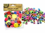 100 x Googly Eyes Joggle Movable Black Eye Wiggly Google Neon Colourfull