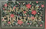 HALLMARK SIGNATURE Merry Christmas Poinsettias and Holly Christmas Card