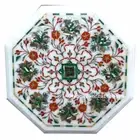 12" Marble side Table Top Semi precious stones inlay art handicraft Home decor