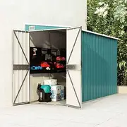 Wall-Mounted Outdoor Storage Shed with Sloping Roof, Metal Tool Shed for Home/Backyard/Garden Tools/Lawn Care Equipment/Pool Supplies, 118 x 288 x 178 cm, Galvanised Steel