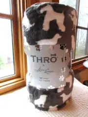 MARLO LORENZ THRO 50" X 60" PET THROW SOFT PLUSH POLY CHARCOAL-WHITE DOG BREEDS