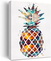 Watercolor Pineapple 40x50cm Stretched Inspiration Canvas Wall Art Print