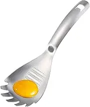 Stainless Steel Serving Spoons - Kitchen Garlic Crusher Spoon | Egg Separator Spoon with Precision Filter Aperture for Dredging Noodles and Separating Egg Yolks