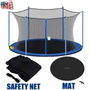 12 13 14 15 FT Trampoline Jumping Mat Safety Net 4-8 Poles Enclosure Replacement