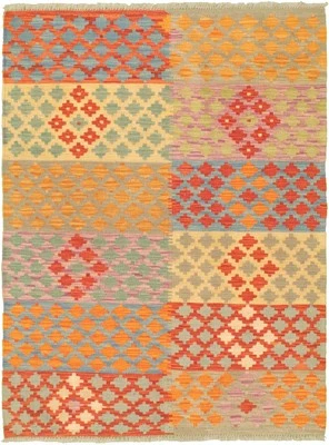 Vintage Hand Woven Carpet 3'3" x 4'6" Traditional Wool Kilim Rug