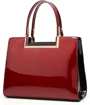 [GIGBIRD] Patent Leather Handbags for Women Fashion Large Capacity Top Handle Designer Shoulder Bag Ladies Party Wedding Satchel