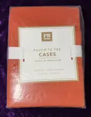Pottery Barn Teen Favorite Tee Pillowcases Standard Orange Set Of 2 NWT