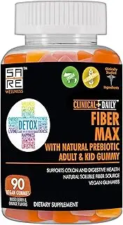 Vegan High Fiber Gummy for Adults and Kids. CLINICAL DAILY Regular Cleanse. Natural Colon Detox Supports Heart Weight Energy. 90 Chewable Plant Pectin Based Gluten Free Gummies Supplement + PREBIOTIC