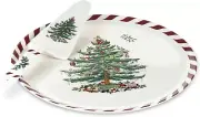 Spode Christmas Tree Peppermint Cake Plate and Server 11-Inch New in Box