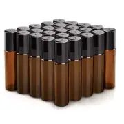 24/48x10ml Roller Bottles Amber THICK Glass Steel Roll on Ball for Essential Oil