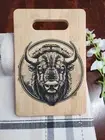 Bison Buffalo Laser Engraved Bamboo Cutting Board Charcuterie Cheese Bread
