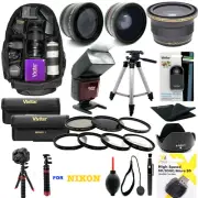 NIKON D3400 D5600 55MM PREMIUM UHD 8K ACCESSORY KIT FLASH LENSES BACKPACK TRIPO