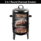 Vertical BBQ Grill Fire Pit with Air Vent 6 Hooks Portable Barbecue Grill for