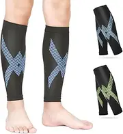 [Jileson] 2 Pairs Calf Compression Sleeves for Women Men Footless Support Socks Open Toe Stockings for Pain Relief Shin Splint Brace Edema Varicose Veins Running Sport Flying Travel Diabetic Pregnancy Nursing