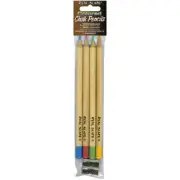 Pepperell Real Slate Chalk Pencils 5/Pkg W/Sharpener-Colored
