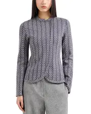Emporio Armani Two Tone Jacquard Collarless Jacket