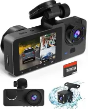 Dash Camera for Cars,4K Full UHD Car Camera Front Rear with 32GB Card,Built-in S