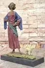 Classic Bronze Woman with Puppy Dog Statue by J.Erte Art Deco Collectible Artwor
