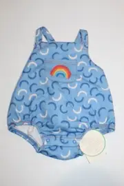 NWT The Bonnie Mob Boutique Baby Romper Rainbow Blue w/ Snap Size 6-9 Months New