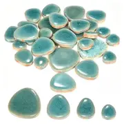 100g Ceramic Mosaic Tiles, Pebble Ice Crack Green Ceramic Tiles