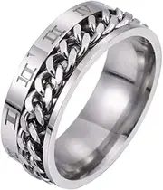 [VPbao] 8mm Personality Rome Numerals Ring Band Titanium Steel Chain Wedding Rings
