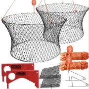 2 Pack Crab Trap Hoop Net Crab Pot 2 Ring Trap for Pier Dock Jetty Dungeness ...