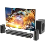 Hiwill 4.1ch Sound Bar with Dolby Atmos, 300W Sound Bar for Smart TV Subwoofer