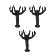 Set of 3 Black Enamel Cast Iron Lobster Shaped Decorative Wall Hooks
