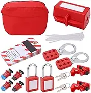 Lockout Tagout Kit Electrical Loto, Group Lockout Hasps, Circuit Breaker Locks, Lockout Tags, Safety Padlocks, Cable Tie, for Safe Electrical Lockouts Red