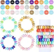HSHGZSR 240 Pcs Silicone Lentil Beads Lanyard Beads Beads Colorful for Keychain Making 12mm Focal Beads Keychain Beads Silicone Loose Beads Beads Bulk Spacer Beads for Making Necklace Bracelet Crafts