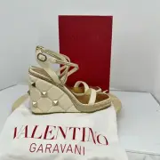 Valentino Garavani Roman Stud Ankle Strap Wedge Sandals espadrille EUR 43 US 13