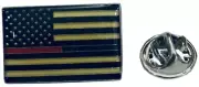 Pack of 12 USA Thin Red Blue Line First Responders Tea Stained Hat Cap lapel Pin