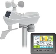 Multi-Function Wireless Weather Stations, Indoor Outdoor Weather Sensors with Color Display Temperature, Humidity, Wind Gauge/Direction and Rain, Weather Forecast White