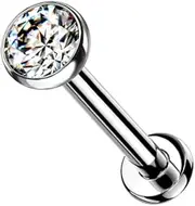 [Pierced Owl] 20G Extra Petite 6mm Barbell Implant Grade Titanium Threadless Push-in 2mm Crystal Flat Back Stud