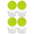 Pyrex 7200 2-Cup Glass Storage Bowl w/ 7200-PC 2-Cup Edamame Green Lid (4-Pack)