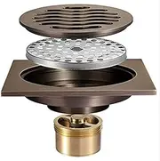 Drain cover 4 Inches Shower Drain Brass Square Floor Drain Antique Bronze Deodorant Shower Floor Drain Brass Deodorant Core
