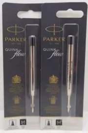 Parker Quink Ballpoint Pen Refill - Medium Tip - Black Ink - 2 Refills