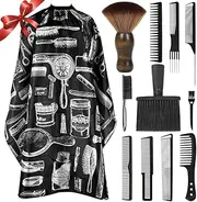 12PCS Hair Cutting Comb Set - Barber Combs for Men & Stylists - Barber Cape with Adjustable Neck Size & Neck Duster Brush