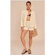 Petite Almond Woven High Rise Shorts, Almond