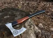VIKING BEARDED AXE WITH VEGVISIR SYMBOL - HUNTING AXE, BATTLE AXE, SURVIVAL AXE.