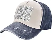 [YANYU] Cute Penguins Sketch Print Fashion Washed Distressed Baseball Cap Vintage Adjustable Hat with Classic Brim, Navy Blue, One Size