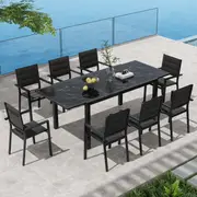 Marbella Black Marble Glass Dining Set